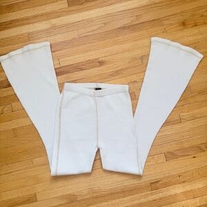🤍 Cream White Waffle Knit Flare Pants